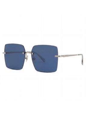 New Salvatore Ferragamo SF311S 743 Blue Square Rimless Women Sunglasses